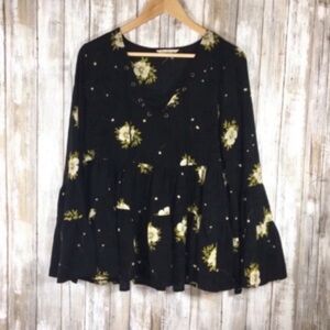 Entro Black Floral Blouse